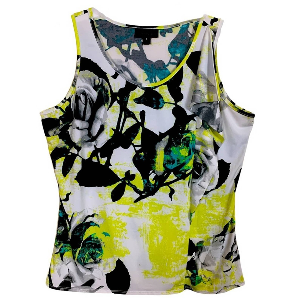 WORTHINGTON SLEEVELESS MULTICOLORS TOP/BLOUSE SIZE L RUFLE